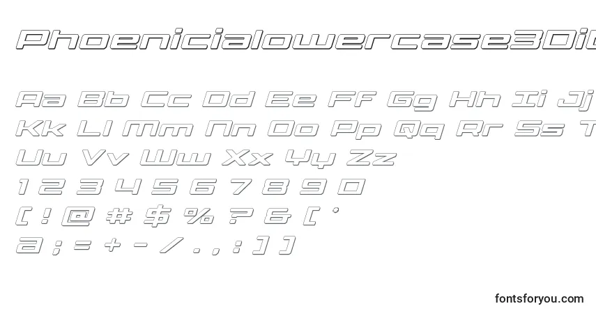 A fonte Phoenicialowercase3Dital – alfabeto, números, caracteres especiais