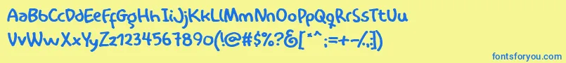 フォントInternational ffy – 青い文字が黄色の背景にあります。