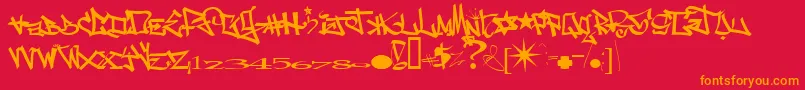 One8seven2.0 Font – Orange Fonts on Red Background