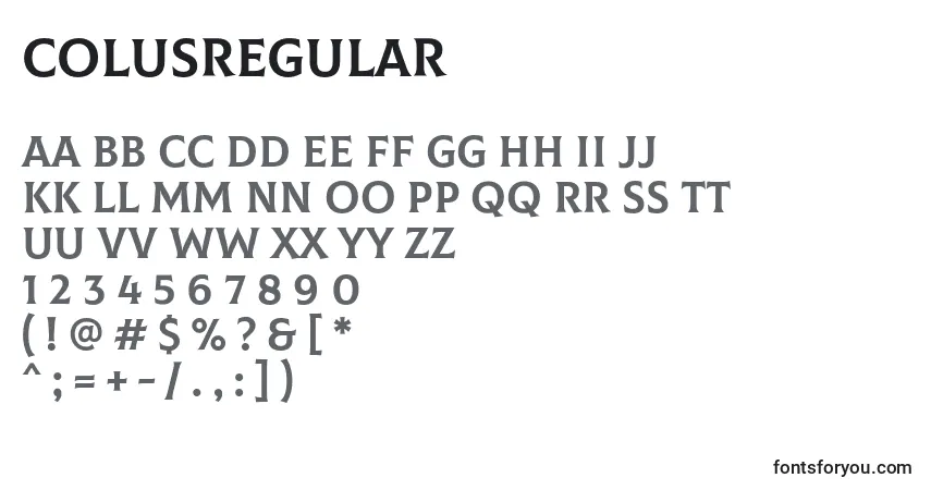 Fuente ColusRegular - alfabeto, números, caracteres especiales