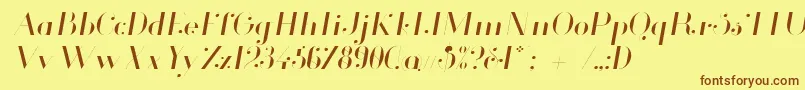 Fonte Glamor Lightitalic – fontes marrons em um fundo amarelo