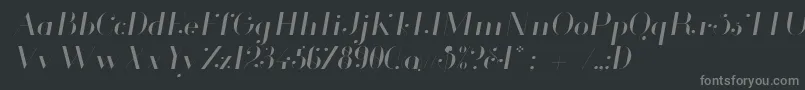 フォントGlamor Lightitalic – 黒い背景に灰色の文字