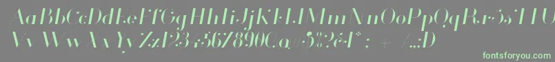 フォントGlamor Lightitalic – 灰色の背景に緑のフォント