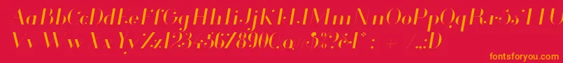 Glamor Lightitalic-Schriftart – Orangefarbene Schriften auf rotem Hintergrund