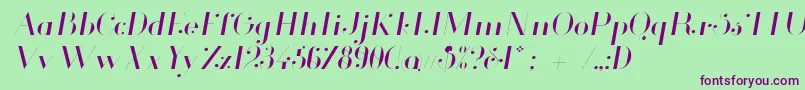 Шрифт Glamor Lightitalic – фиолетовые шрифты на зелёном фоне