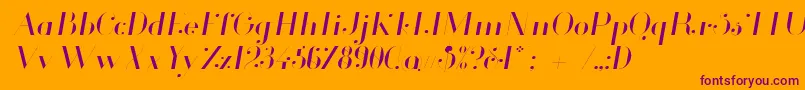 Glamor Lightitalic Font – Purple Fonts on Orange Background