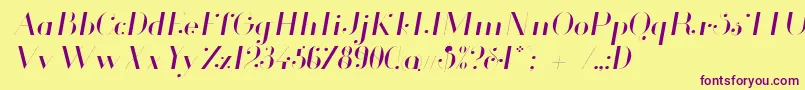 Glamor Lightitalic Font – Purple Fonts on Yellow Background