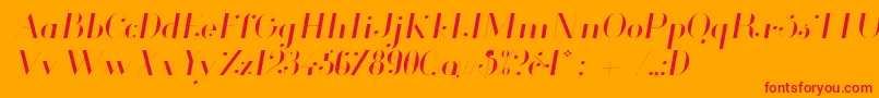 Czcionka Glamor Lightitalic – czerwone czcionki na pomarańczowym tle