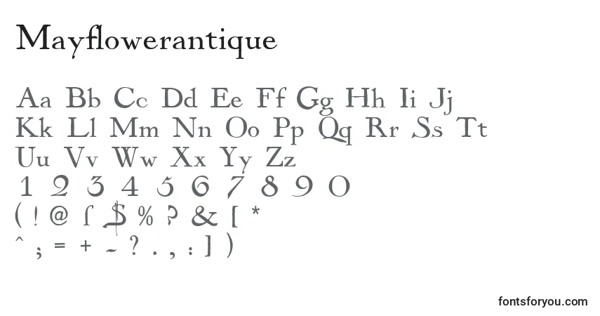 Czcionka Mayflowerantique – alfabet, cyfry, specjalne znaki