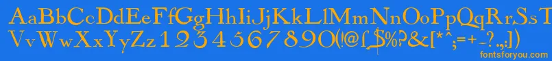 Mayflowerantique Font – Orange Fonts on Blue Background