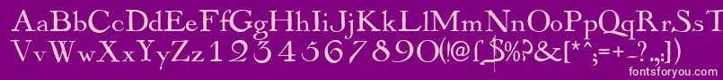 Mayflowerantique-Schriftart – Rosa Schriften auf violettem Hintergrund