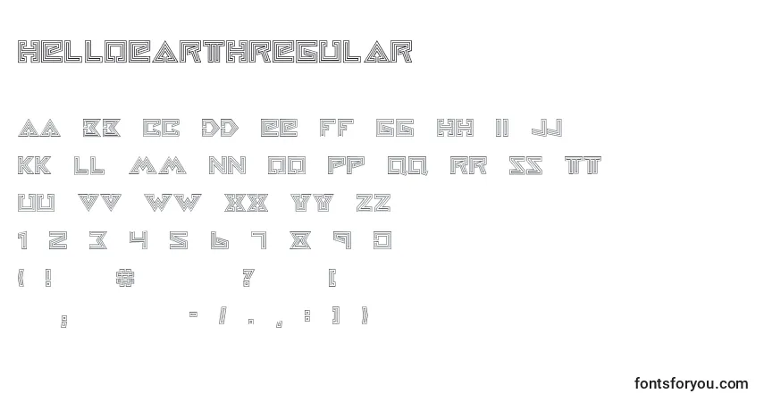 Police HelloearthRegular - Alphabet, Chiffres, Caractères Spéciaux