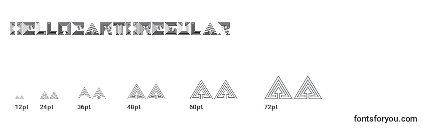 Размеры шрифта HelloearthRegular