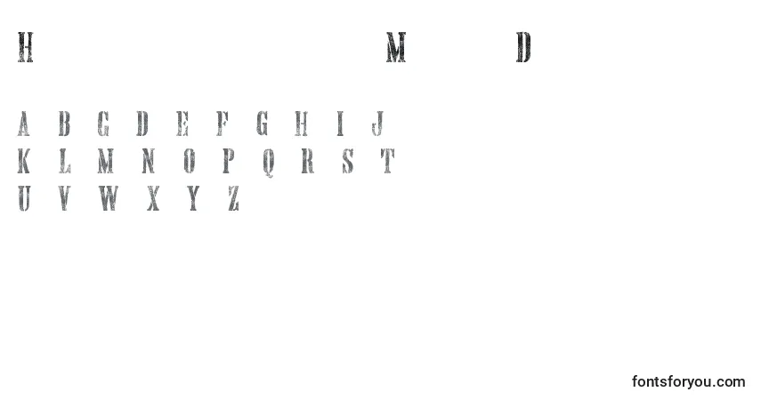 Czcionka HandprintingpressMeshedDemo – alfabet, cyfry, specjalne znaki
