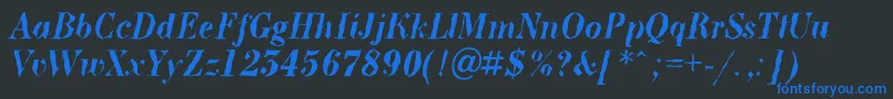BodoninovabrkBolditalic Font – Blue Fonts on Black Background