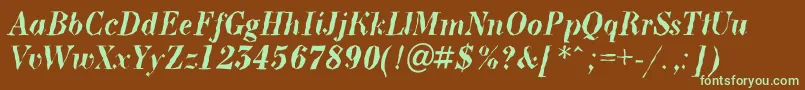 BodoninovabrkBolditalic Font – Green Fonts on Brown Background