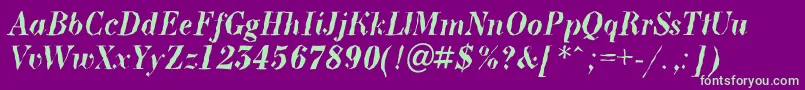 BodoninovabrkBolditalic Font – Green Fonts on Purple Background