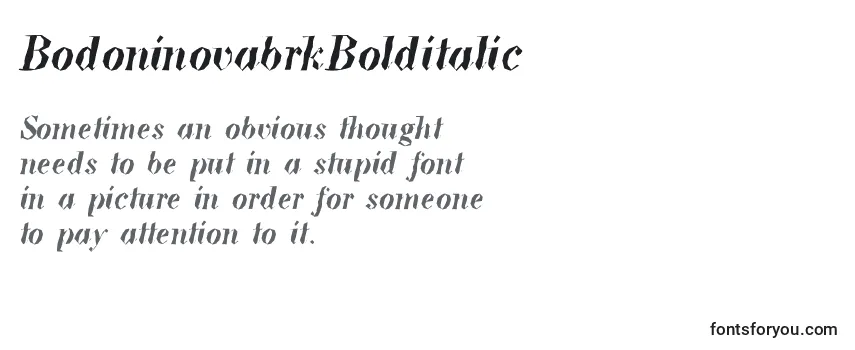 Überblick über die Schriftart BodoninovabrkBolditalic