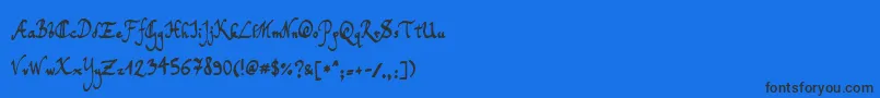 TomsHandwriting Font – Black Fonts on Blue Background