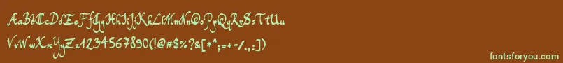 TomsHandwriting Font – Green Fonts on Brown Background