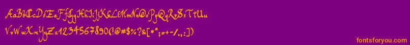 TomsHandwriting Font – Orange Fonts on Purple Background