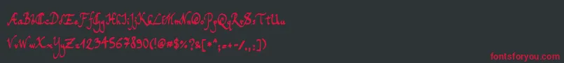 TomsHandwriting Font – Red Fonts on Black Background