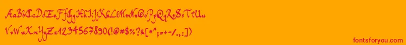 TomsHandwriting Font – Red Fonts on Orange Background