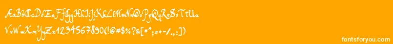 TomsHandwriting Font – White Fonts on Orange Background