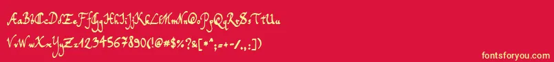 TomsHandwriting Font – Yellow Fonts on Red Background