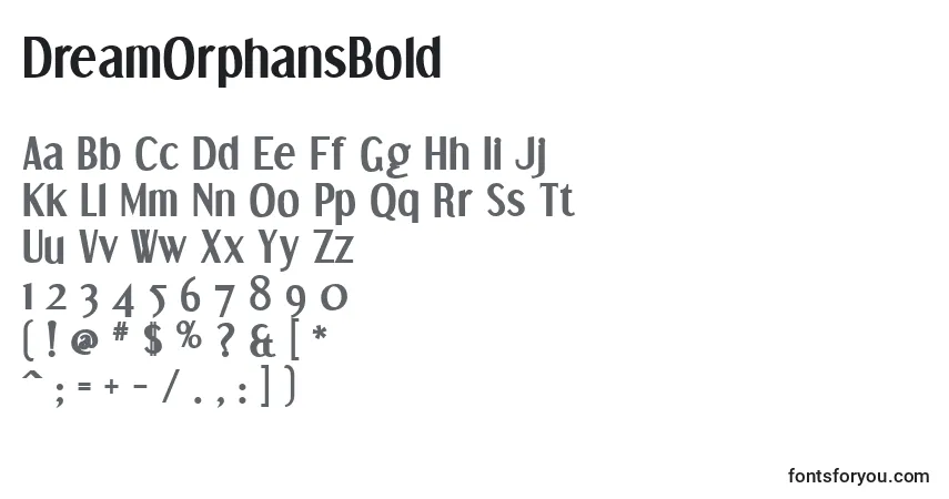 Schriftart DreamOrphansBold – Alphabet, Zahlen, spezielle Symbole
