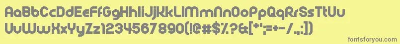 Rollcage-fontti – harmaat kirjasimet keltaisella taustalla