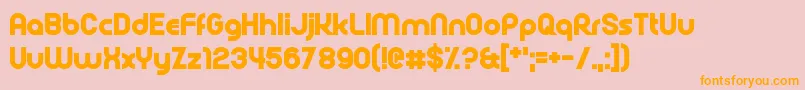 フォントRollcage – オレンジの文字がピンクの背景にあります。