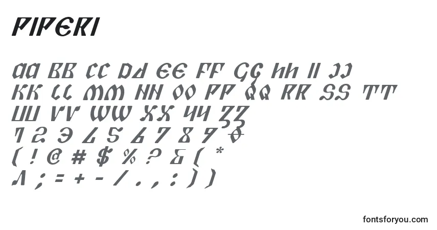 Schriftart Piperi – Alphabet, Zahlen, spezielle Symbole