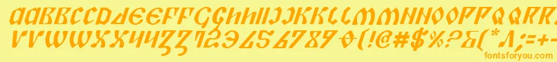フォントPiperi – オレンジの文字が黄色の背景にあります。