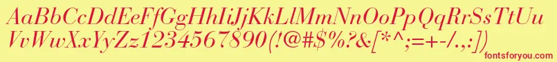 BauerbodonistdItalic Font – Red Fonts on Yellow Background