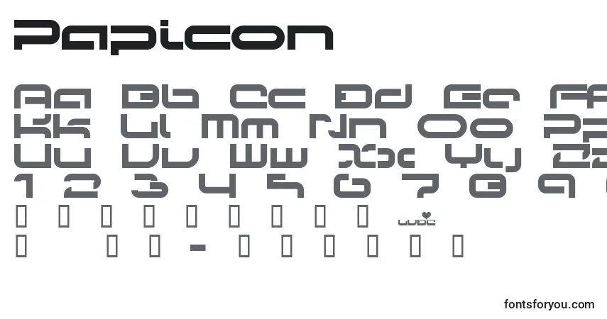 Шрифт Papicon – алфавит, цифры, специальные символы