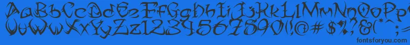 Tribtwo ffy-Schriftart – Schwarze Schriften auf blauem Hintergrund