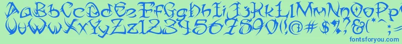 Tribtwo ffy Font – Blue Fonts on Green Background