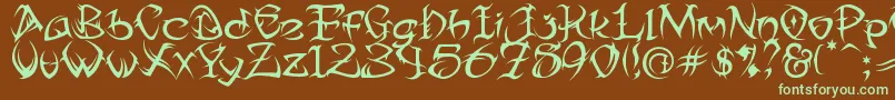 Tribtwo ffy Font – Green Fonts on Brown Background