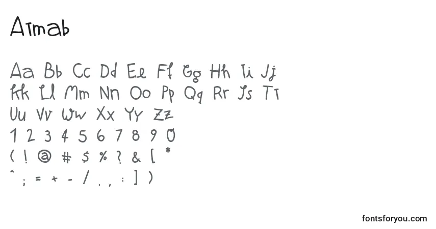 A fonte Atmab – alfabeto, números, caracteres especiais