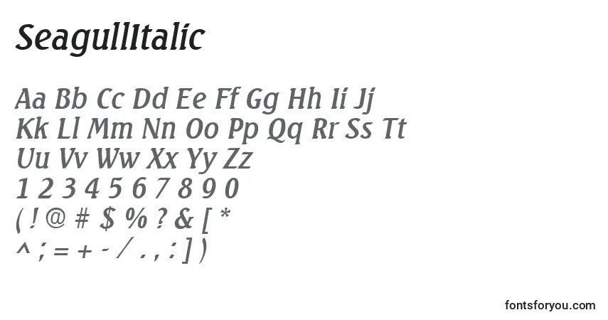 Fuente SeagullItalic - alfabeto, números, caracteres especiales