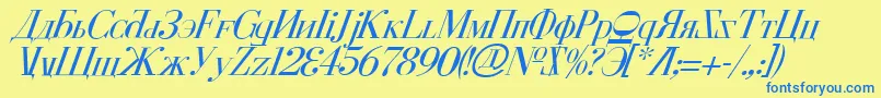 CyberiaItalic Font – Blue Fonts on Yellow Background