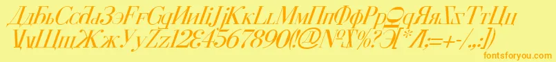 CyberiaItalic Font – Orange Fonts on Yellow Background
