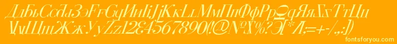 CyberiaItalic-Schriftart – Gelbe Schriften auf orangefarbenem Hintergrund