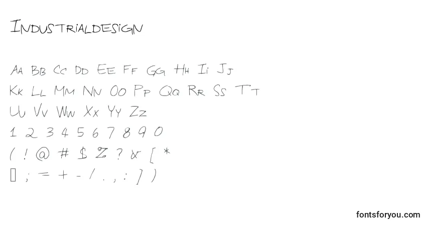 Шрифт Industrialdesign – алфавит, цифры, специальные символы