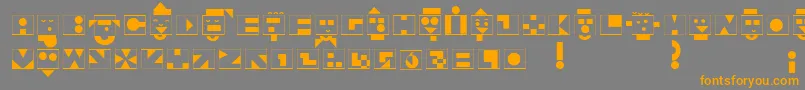 フォントLinotypeshortstory – オレンジの文字は灰色の背景にあります。