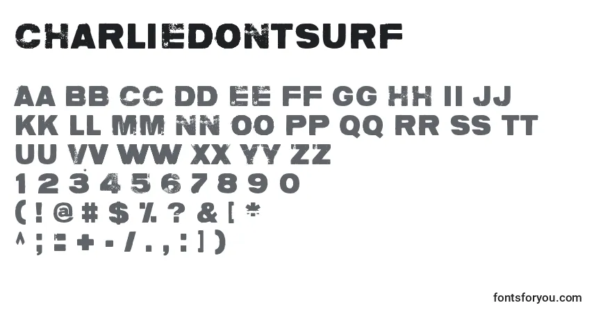 CharlieDontSurf-fontti – aakkoset, numerot, erikoismerkit