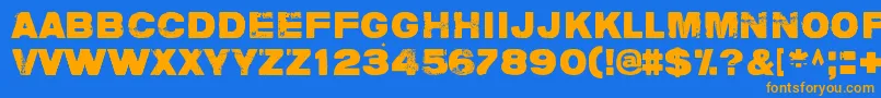 Fonte CharlieDontSurf – fontes laranjas em um fundo azul