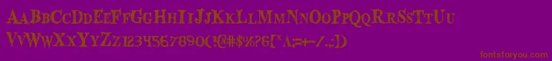 BloodCrowCondensed-Schriftart – Braune Schriften auf violettem Hintergrund