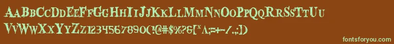 BloodCrowCondensed-fontti – vihreät fontit ruskealla taustalla
